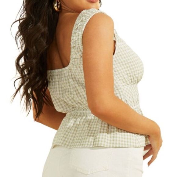 Guess Gingham Peplum Top - Picture 6 of 8